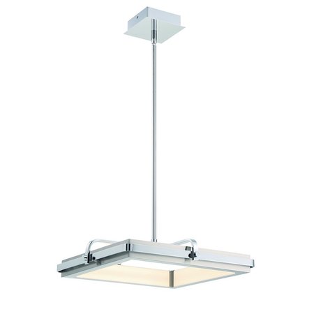 EUROFASE Annilo Modern LED Indoor Chandelier, 1-Light, Square, Dimmable, Chrome/Nickel/Glass 43883-011